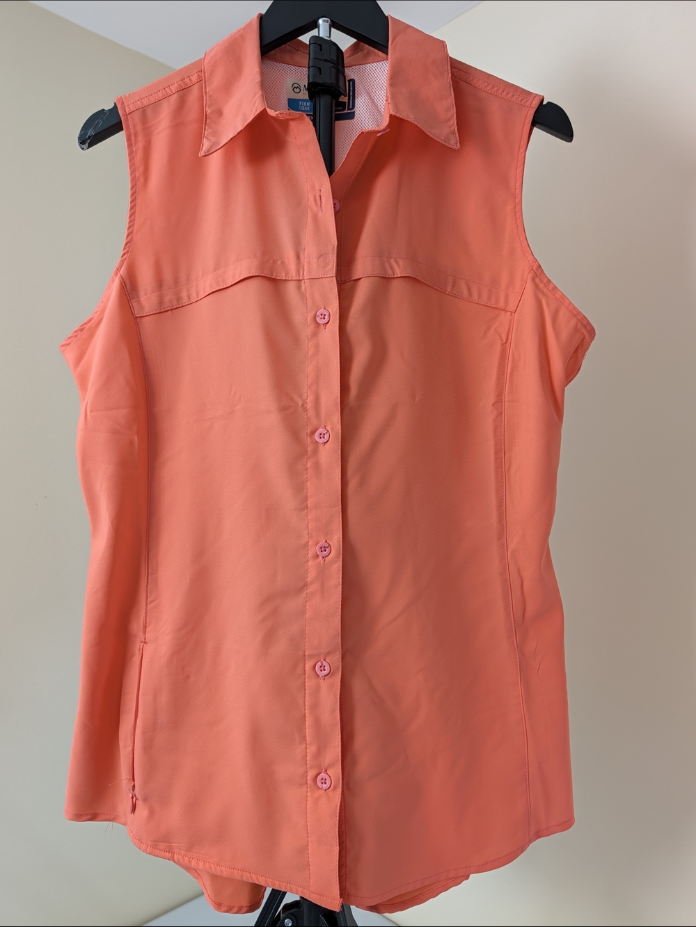 Sleeveless Coral Button-Front Women’s Top B26